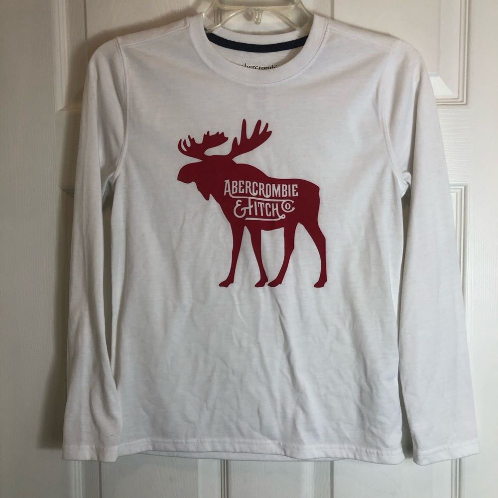 Abercrombie & Fitch White Tee with Red Moose Graphic Size 11/12 Kids